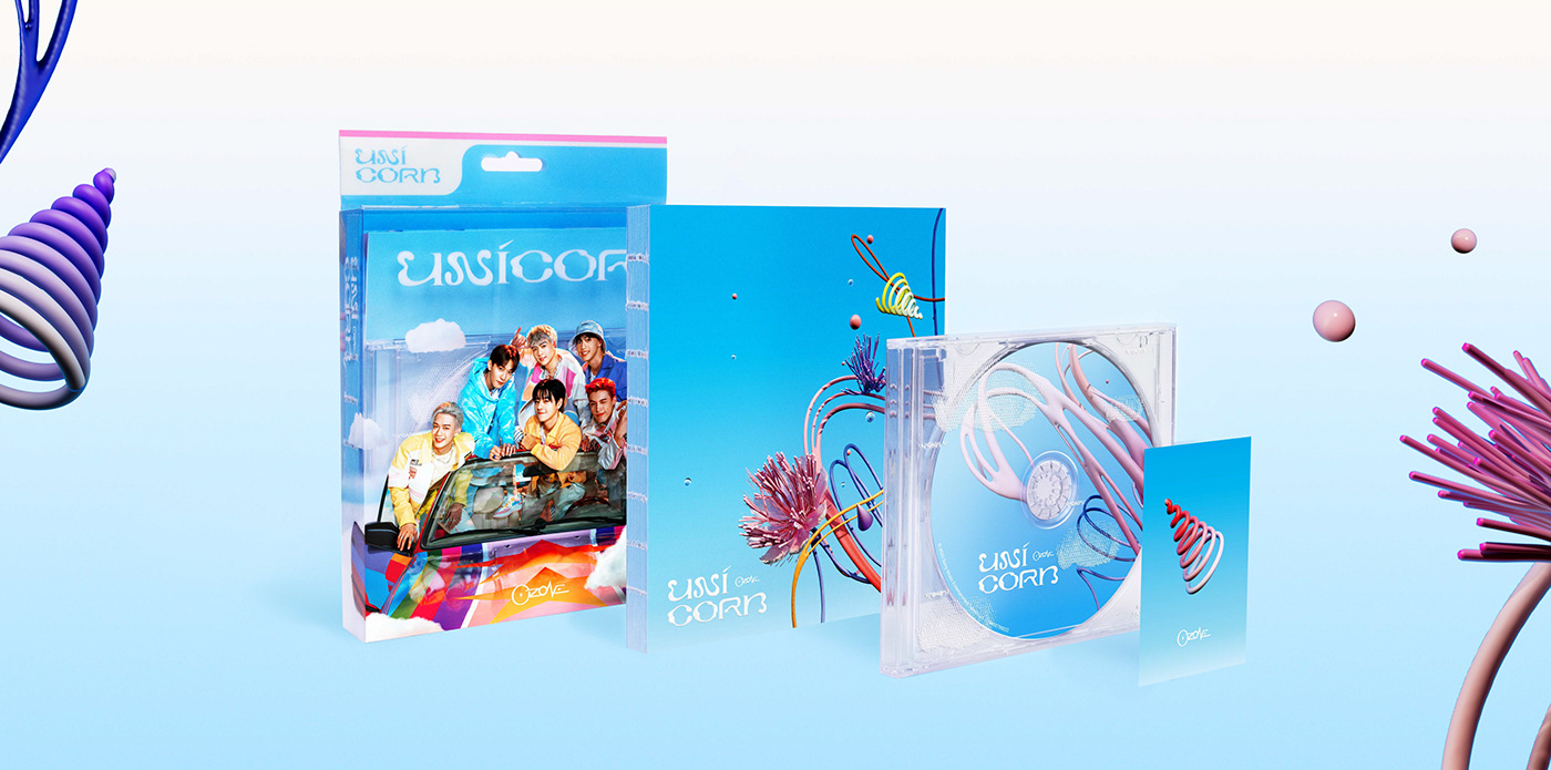 3D Album blue cute kpop music Packaging Render toy