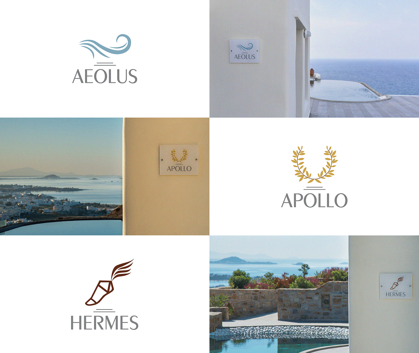 Accommodation brand identity Greece Hospitality Logo Design logo set logos luxury naxos visual identity