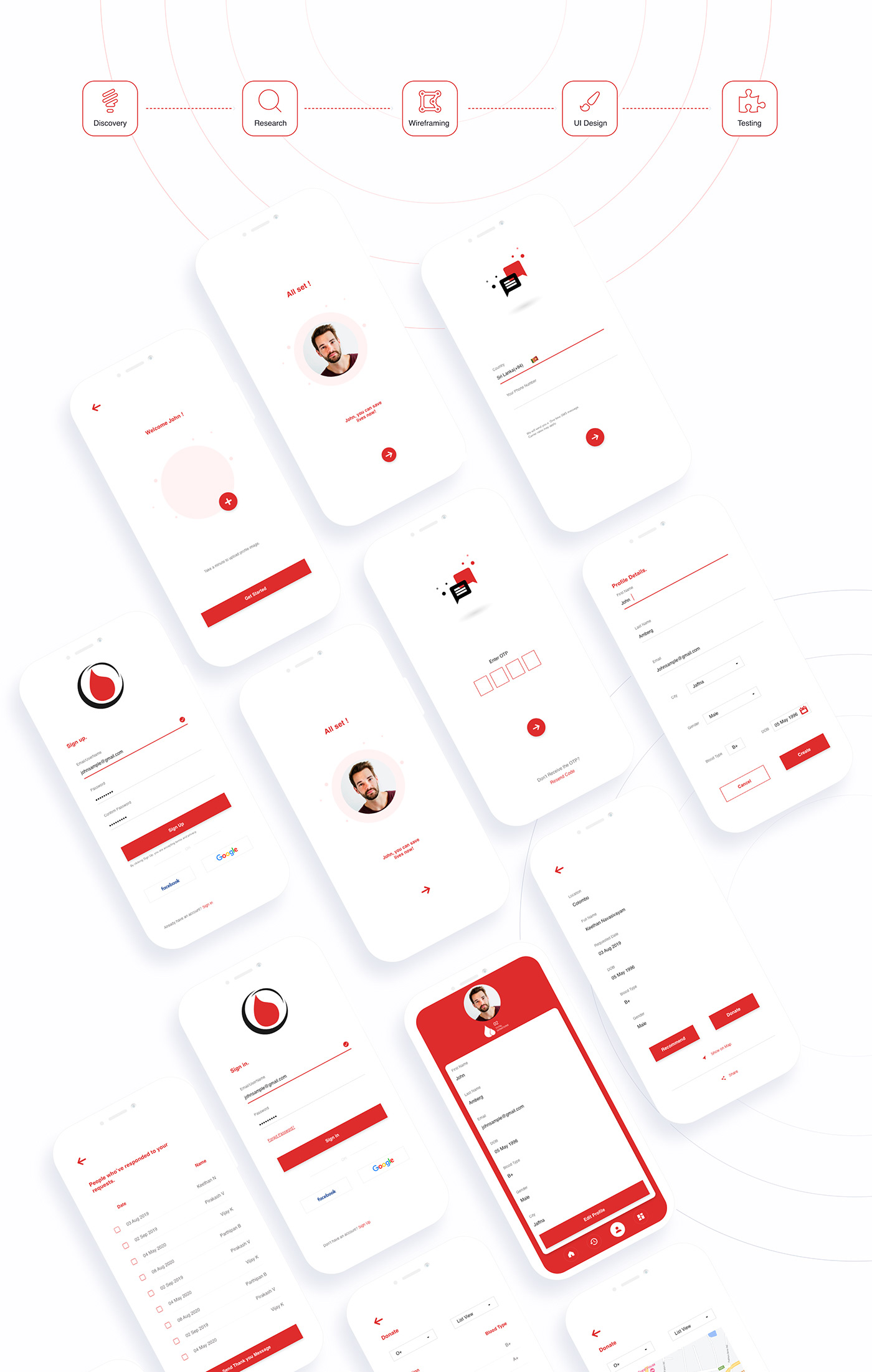 android blood donation ios light minimal mobile UI
