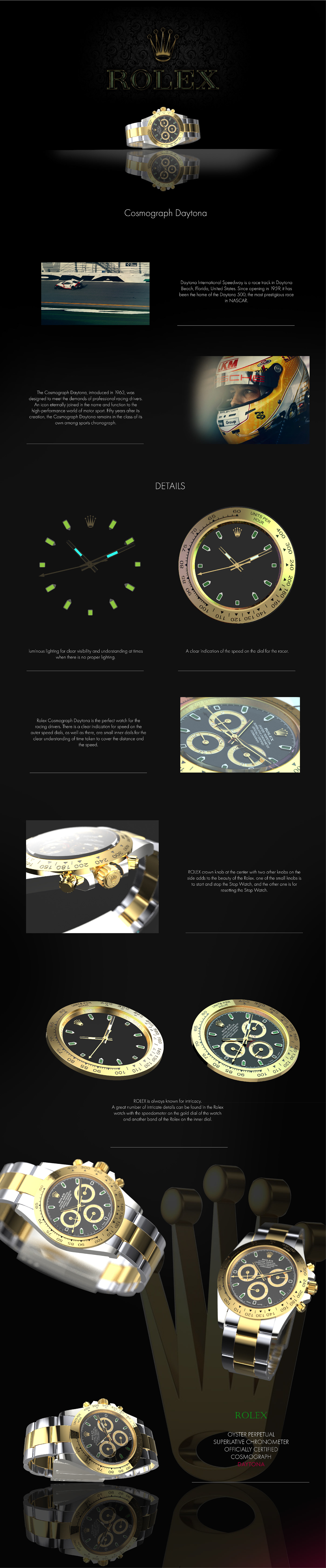 rolex rolex daytona 3D 3dmodel Rhino 3D keyshot rendring watch product design  industrial design 