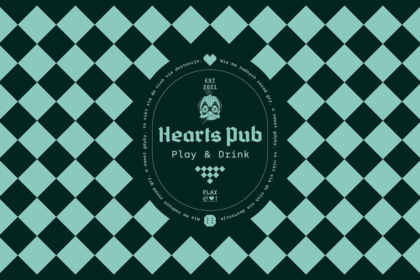 beer game pub visual identity bar Glitch heart ILLUSTRATION  logo print
