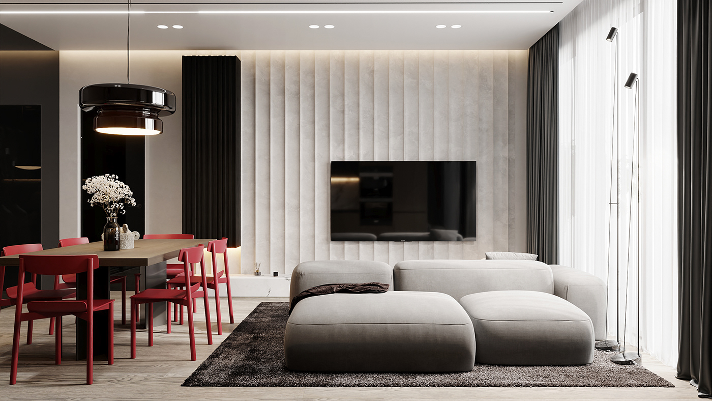 clean corona interior design  kitchen living minimal modern simple Marble wood