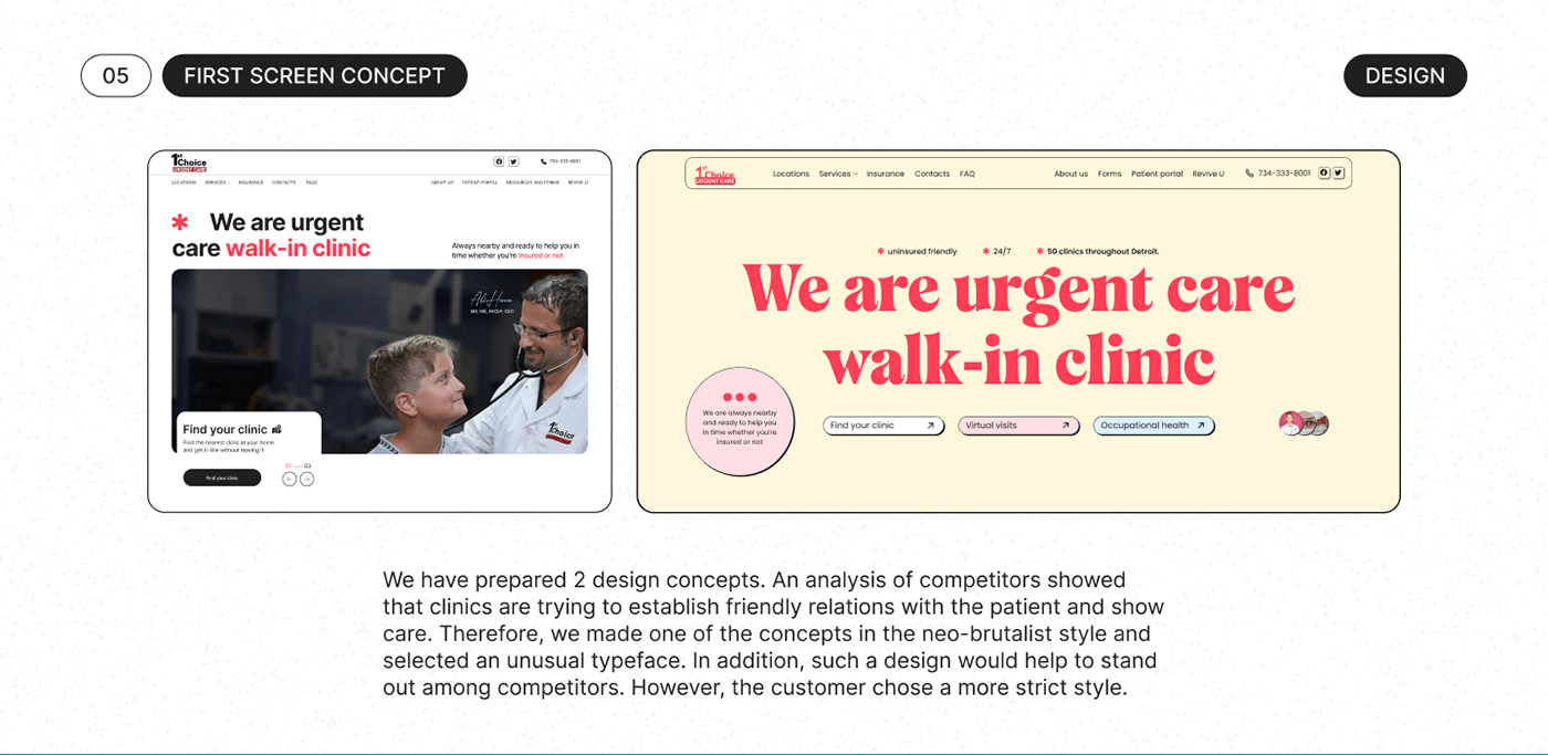 medicine urgent care Weight loss redesign ux UI corporate website b2c Occupational Health Walk-In Clinic