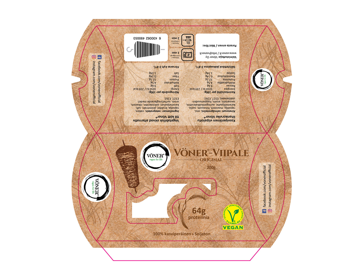 Packaging vegan kebab design suomi prepress fastfood cardboard