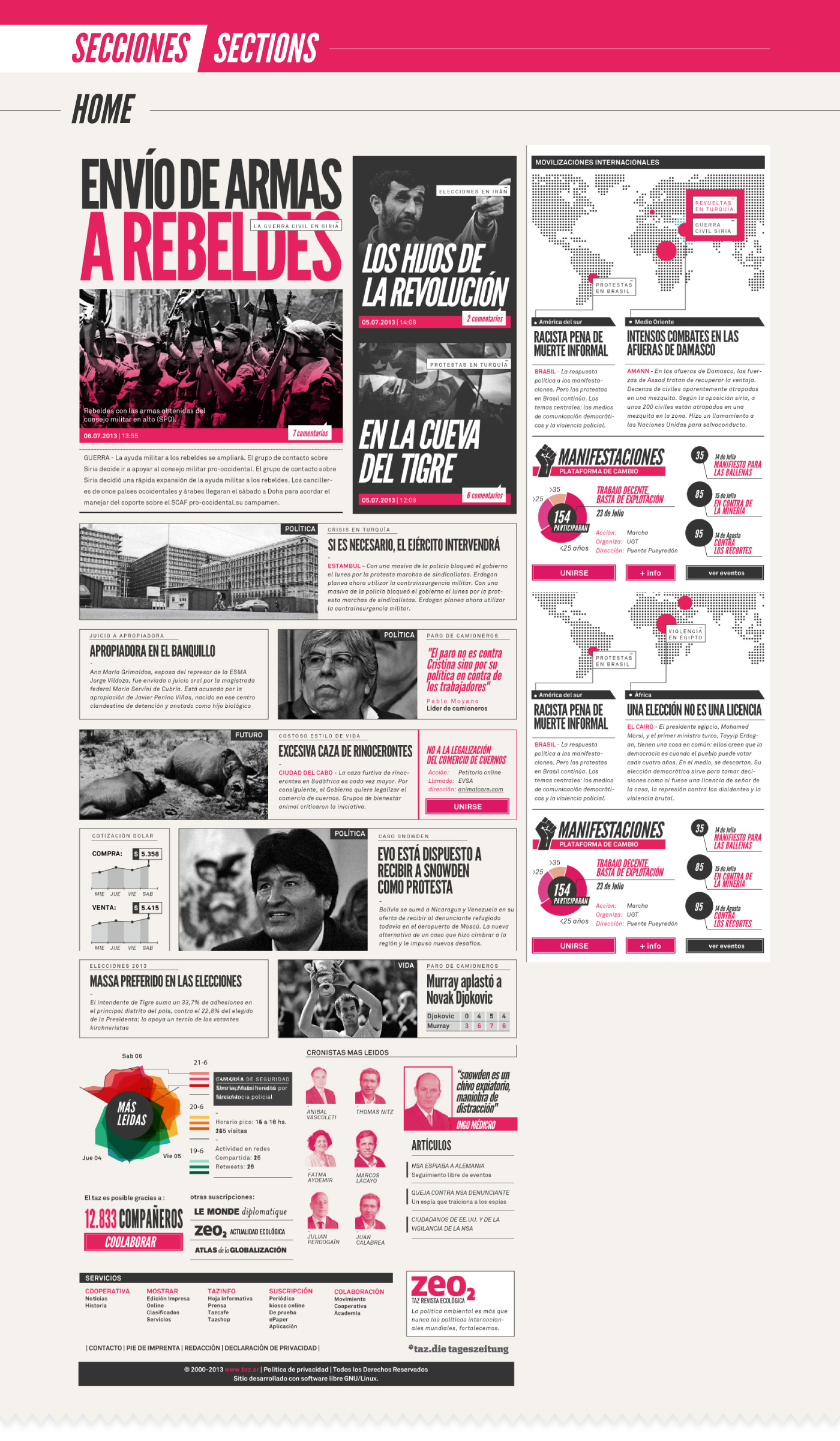 Gabriele diario TAZ germany interfaz schematic information infographic newspapper Web socialism app digital online