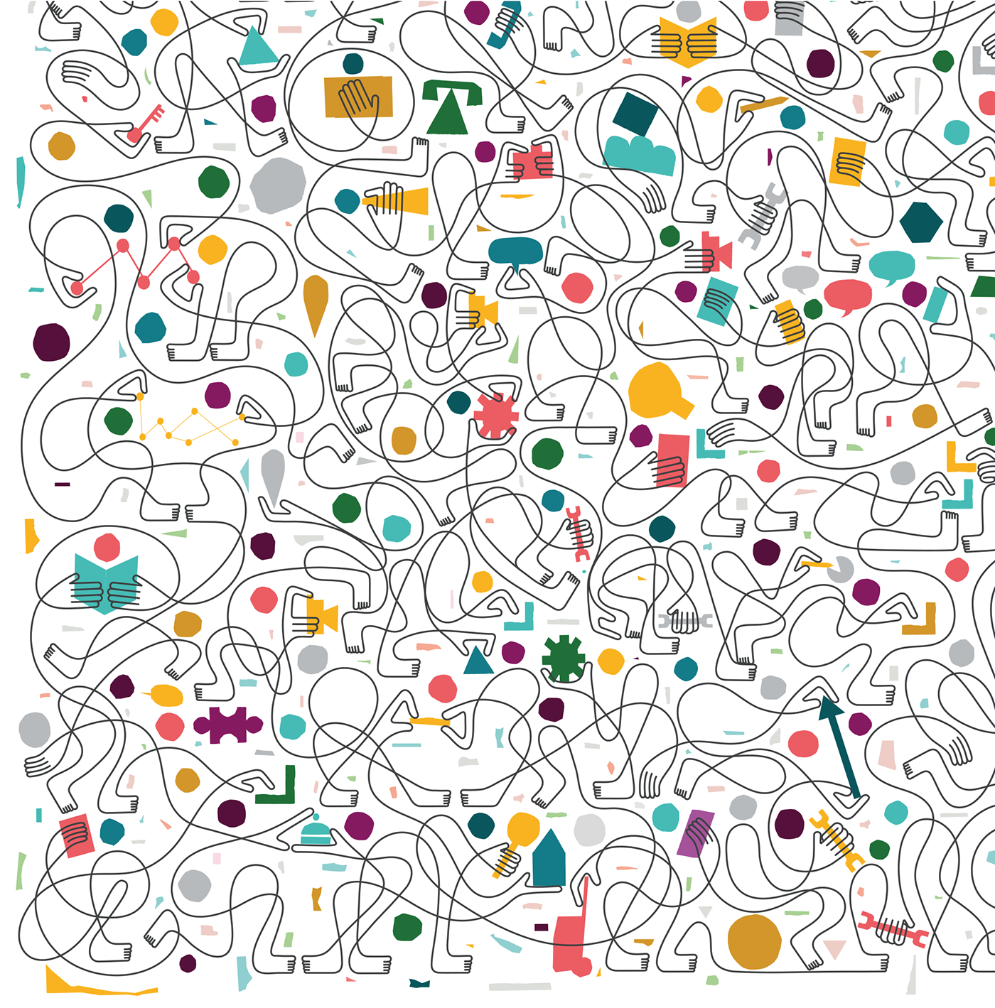 pattern design oneline minimal colorful connection Love art artsy