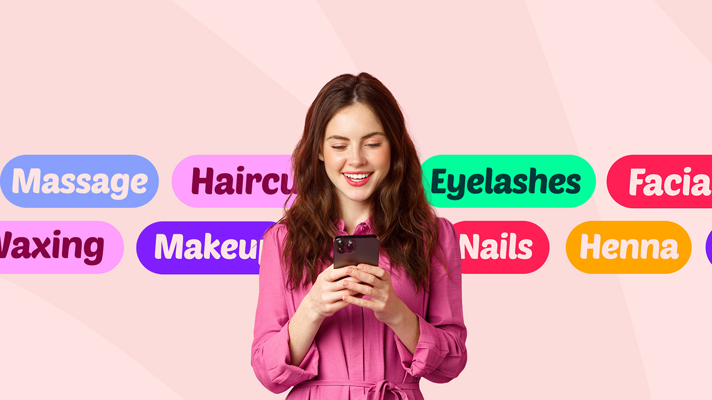 beauty app design app branding visual identity Brand Design purple Custom typography   brand identity makeup