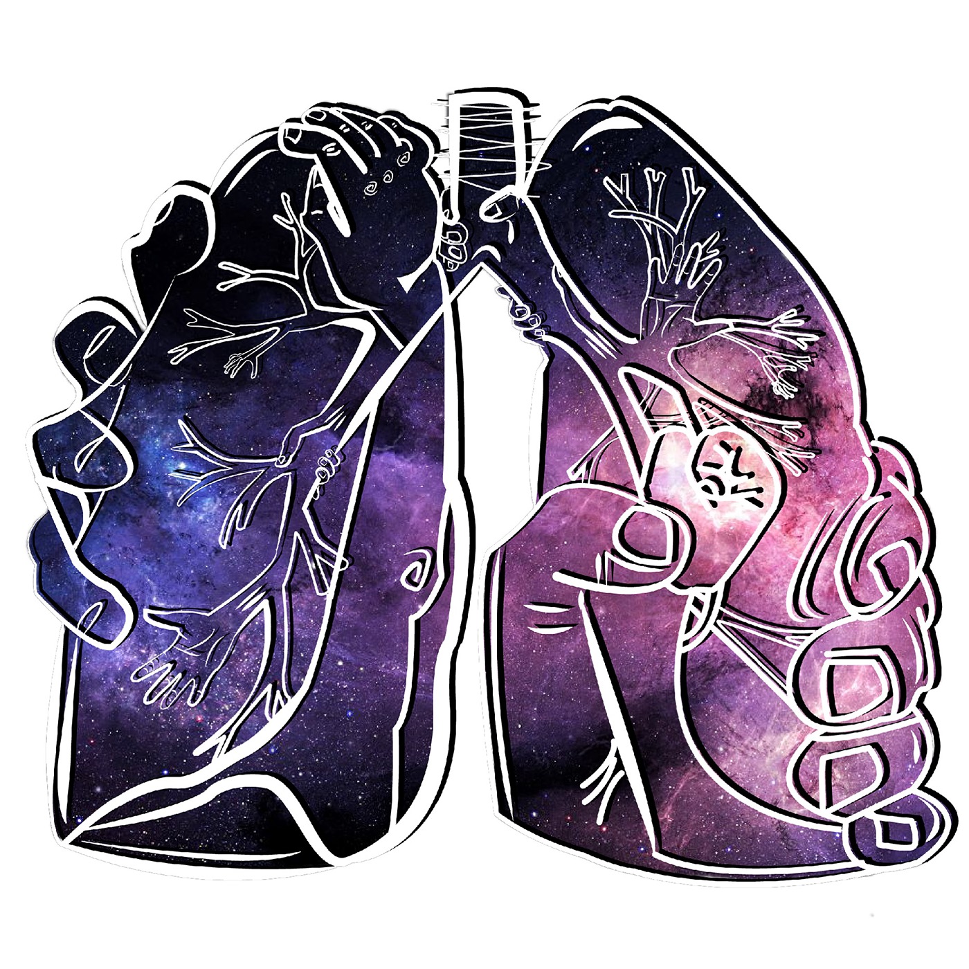 ILLUSTRATION  heart lungs Estampa Ilustração desenho Illustrator