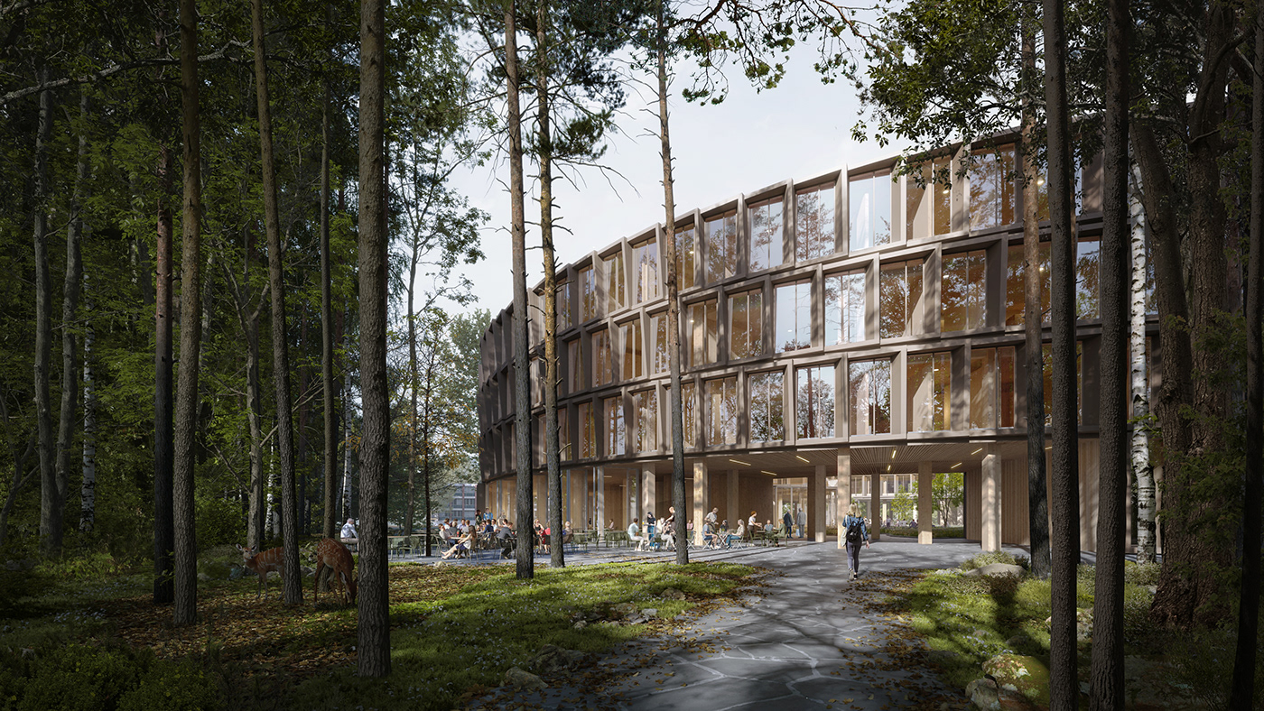 vivid vision corona renderer storytelling   visualization architecture Sustainable circular wood