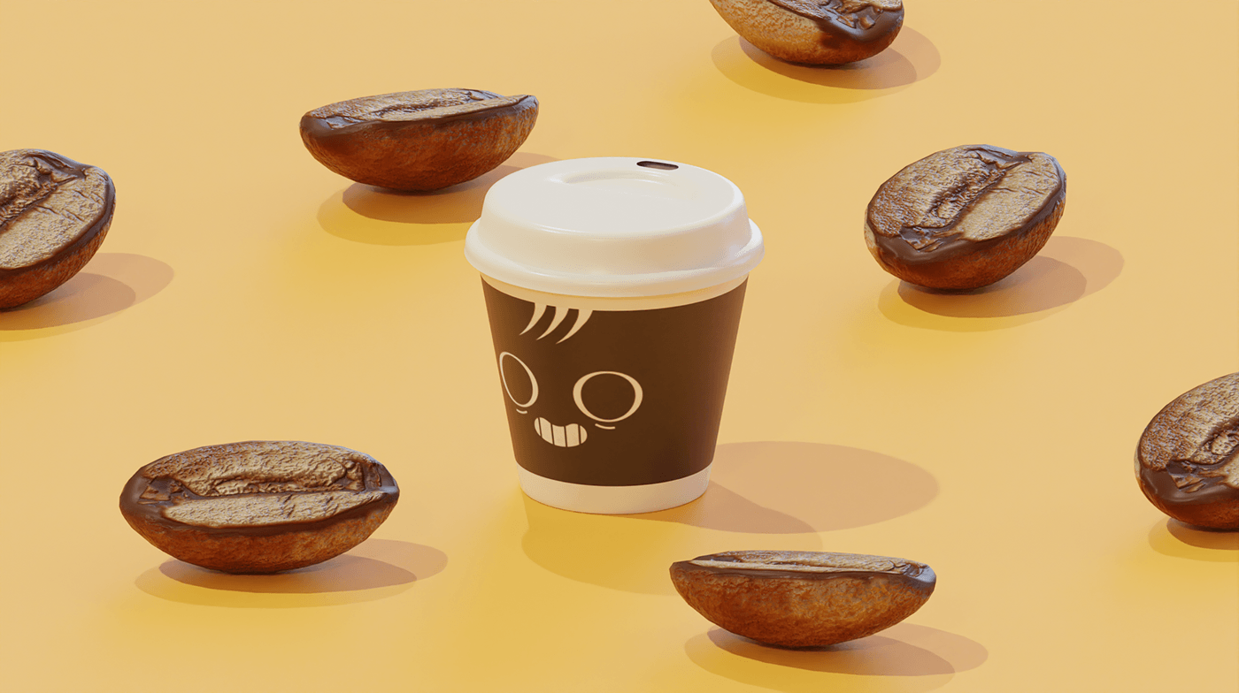 3D 3d animation 3d modeling Coffee cup MORNING Character design 