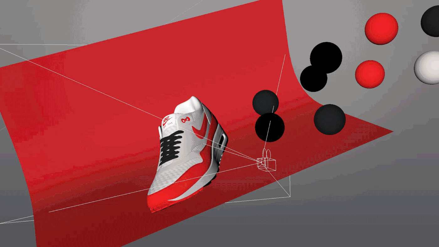 3D abstract cinema4d cloth dynamics MoGraph Nike redshift shoes sneaker