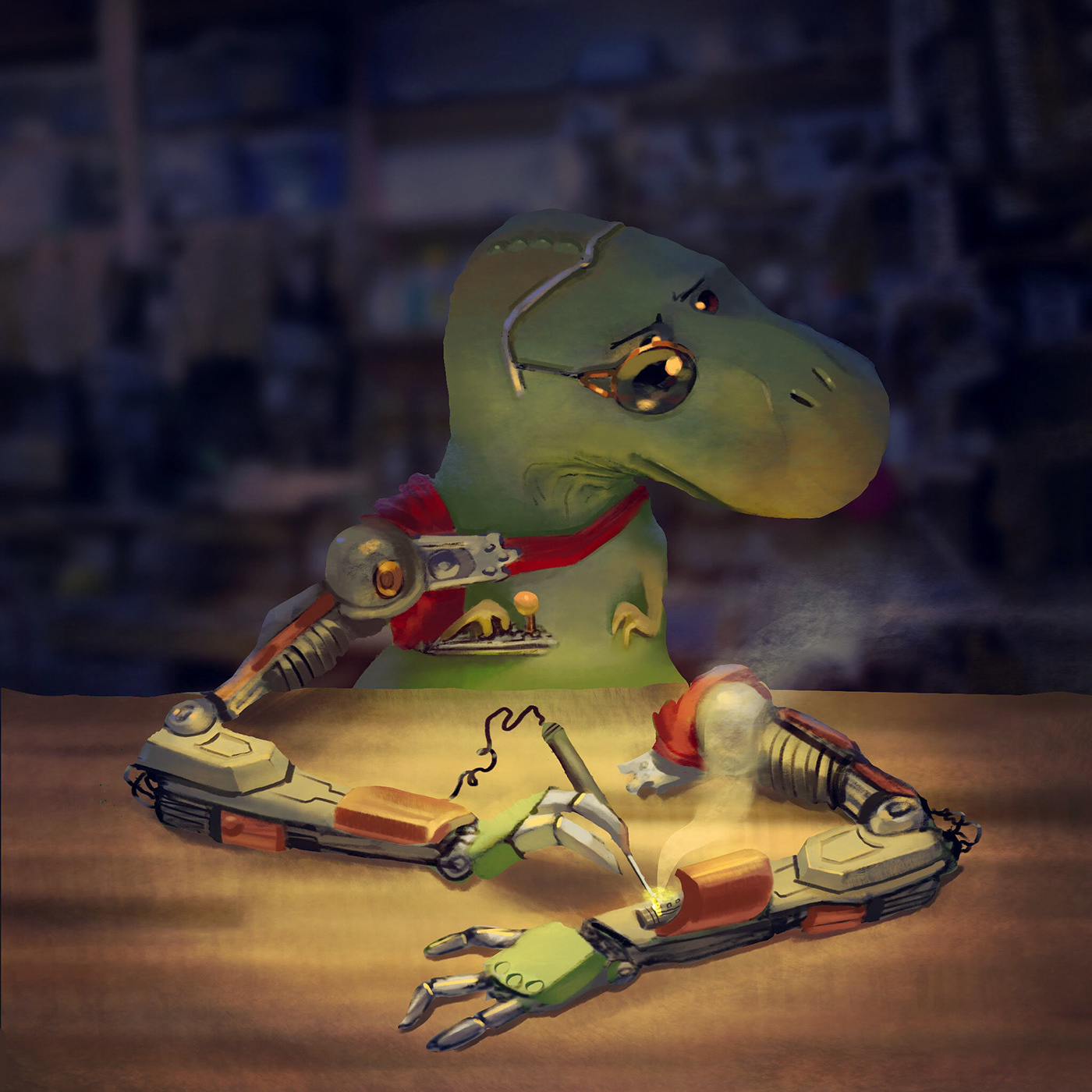 dinosaurs trex builder Illustrator designer artist concept Character Procreate story