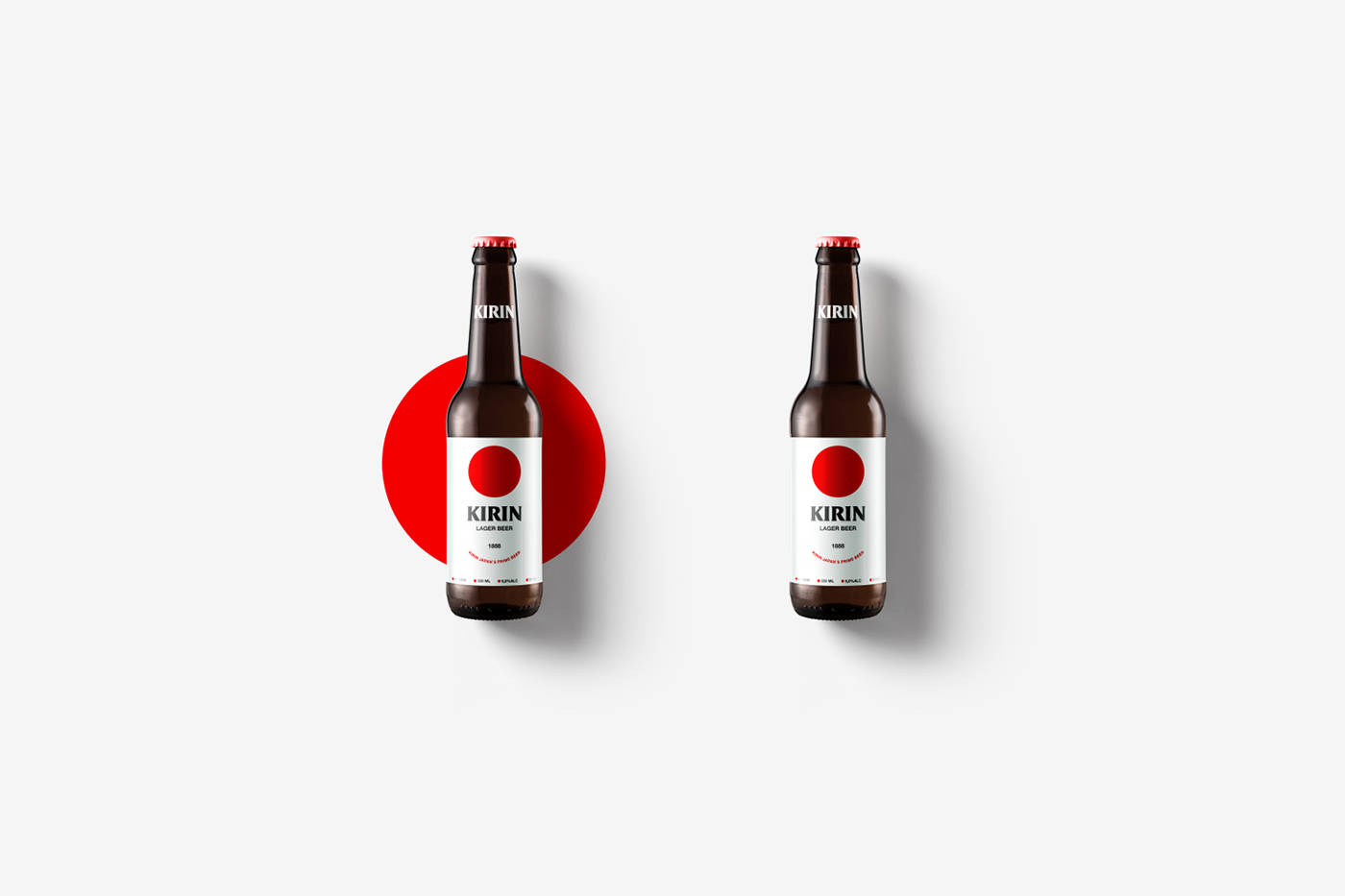 Kirin beer Label brand lapan red Packaging bottle circle concept