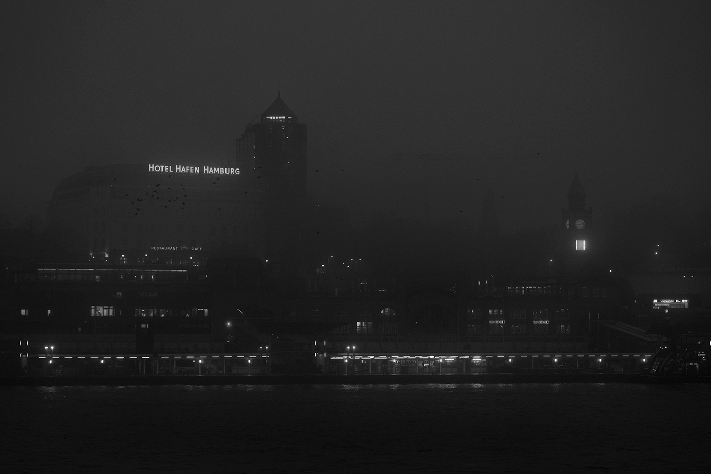 black and white bridge fog hamburg harbour monochrome night Photography  Speicherstadt water
