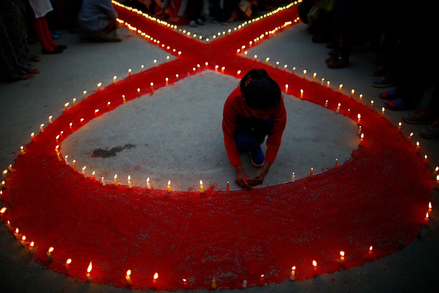 nepal kathmandu asia nepalese people candles redribbon worldAIDSday hiv awareness