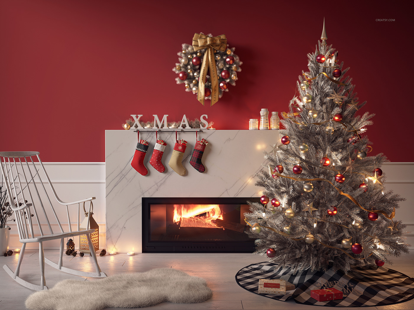 Tree  skirt creatsy Mockup Advertising  xmas baubles Christmas Presents Packaging