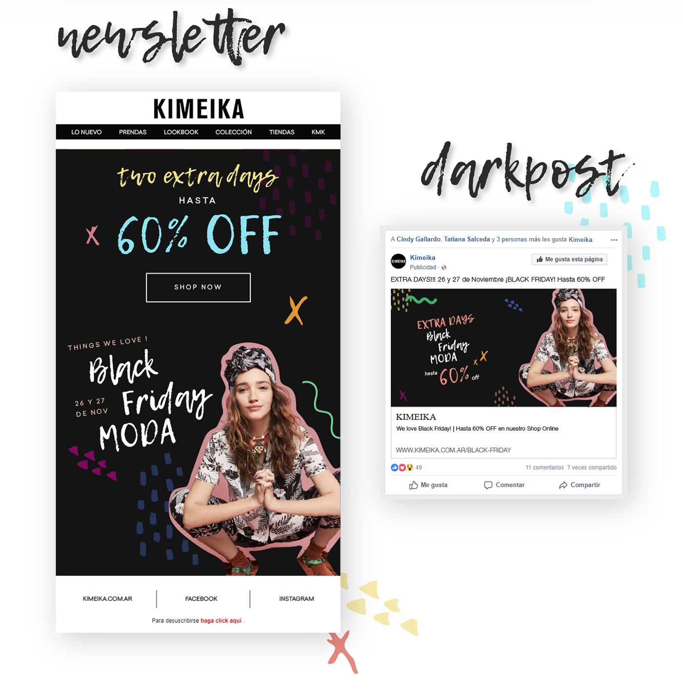 kimeika newsletter darkpost slider banner Black Friday collage evento online Fashion  moda
