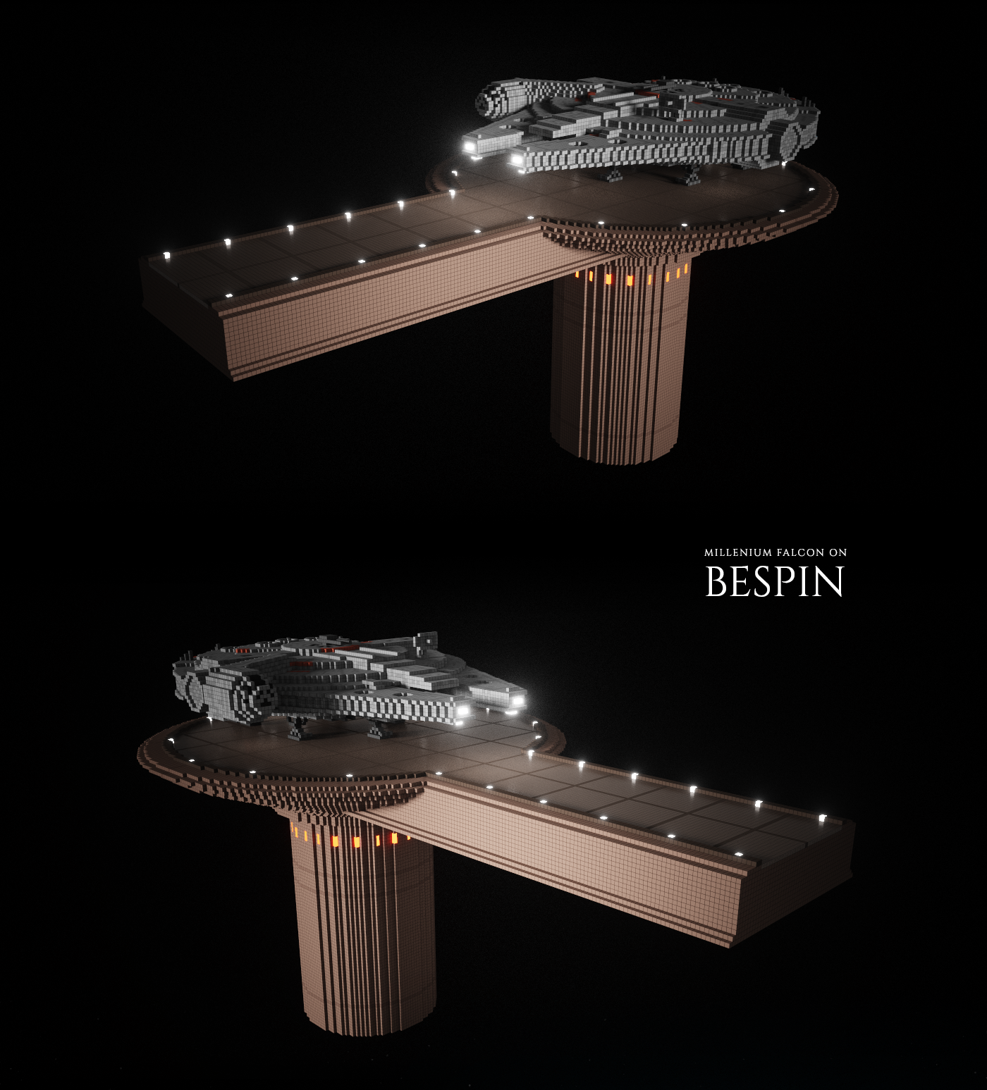 3D object millenium falcon voxel voxelart Magicavoxel modeling rendering star wars