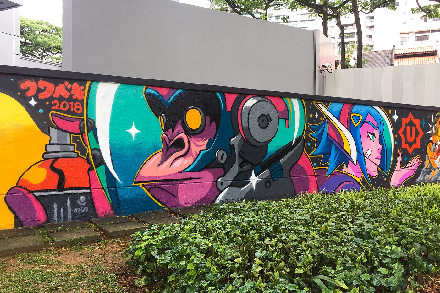 anacathie Astrochimp freakyfir Graffiti Mural pop culture singapore graffiti spray paint Street Art  studiomoonchild
