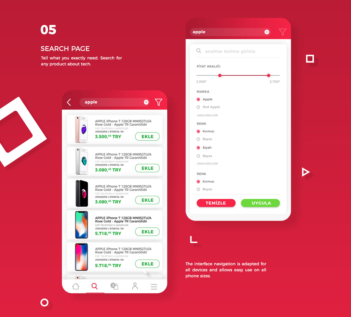 app uiux mobile e-commerce interactive tech UI ux commerce antalya