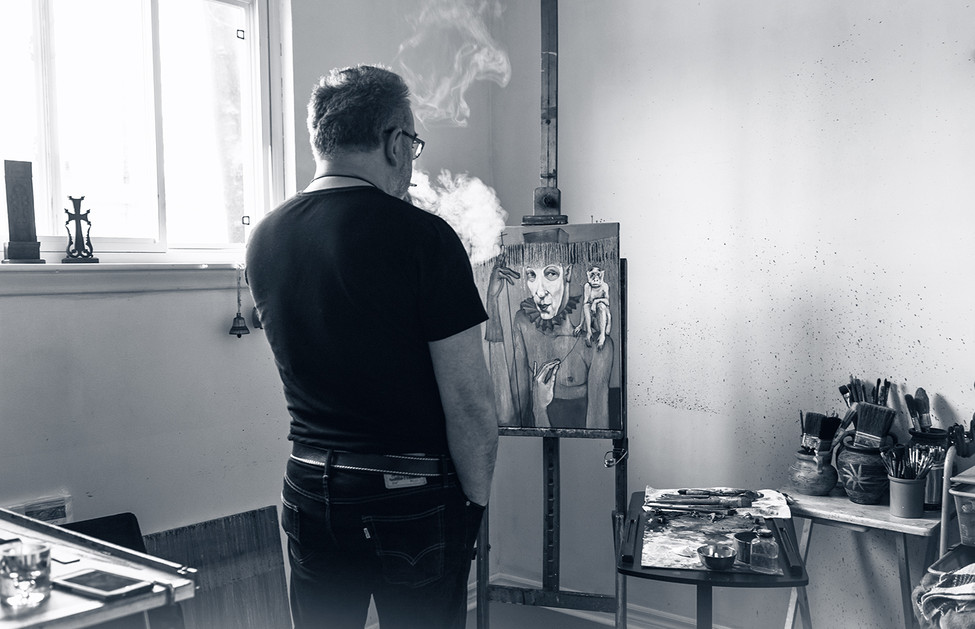behind-the-scene shooting art Pavel Mirzoyan Canadian artist Black&white portraits Masha Cavallier people