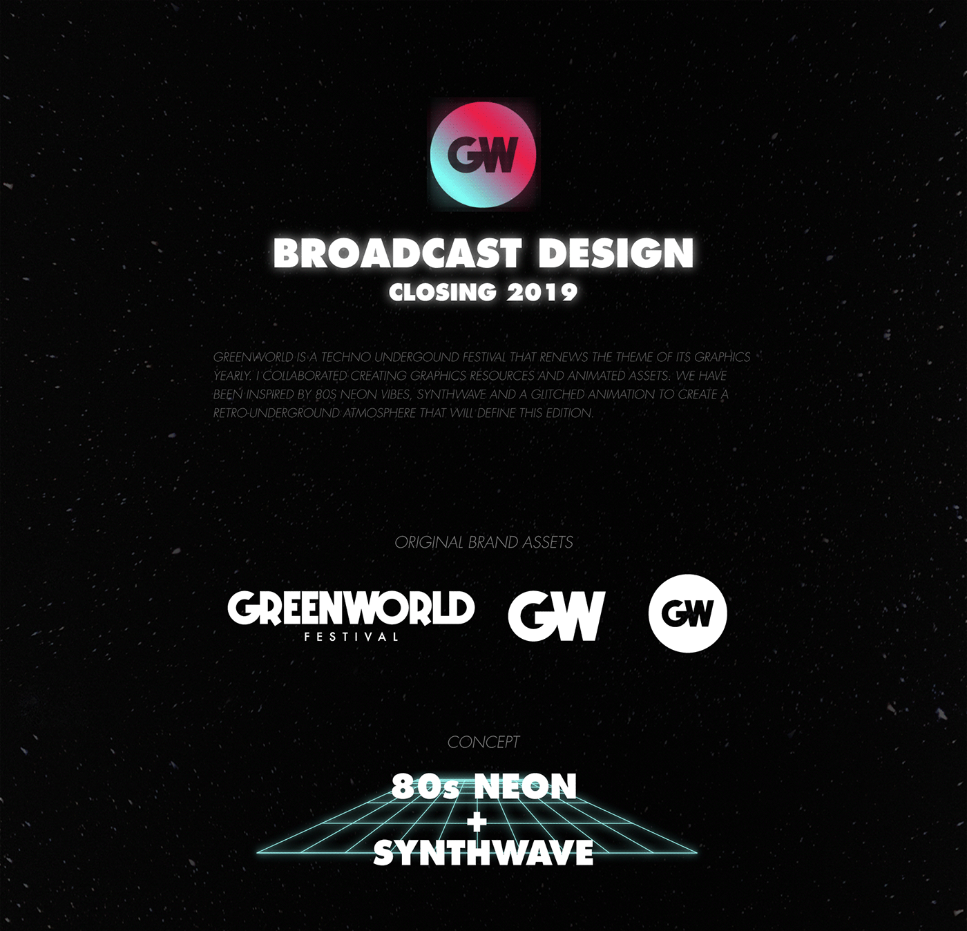 80s animation  branding  dj festival GreenWorld neon rave Synthwave techno