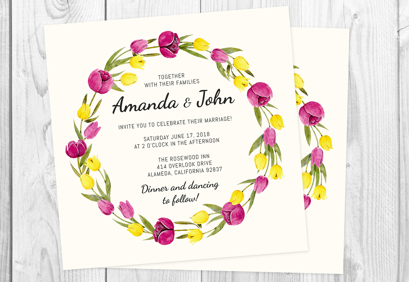 watercolor schmincke horadam painting   wedding invitation rsvp marriage Birthday occasion floral flower crown