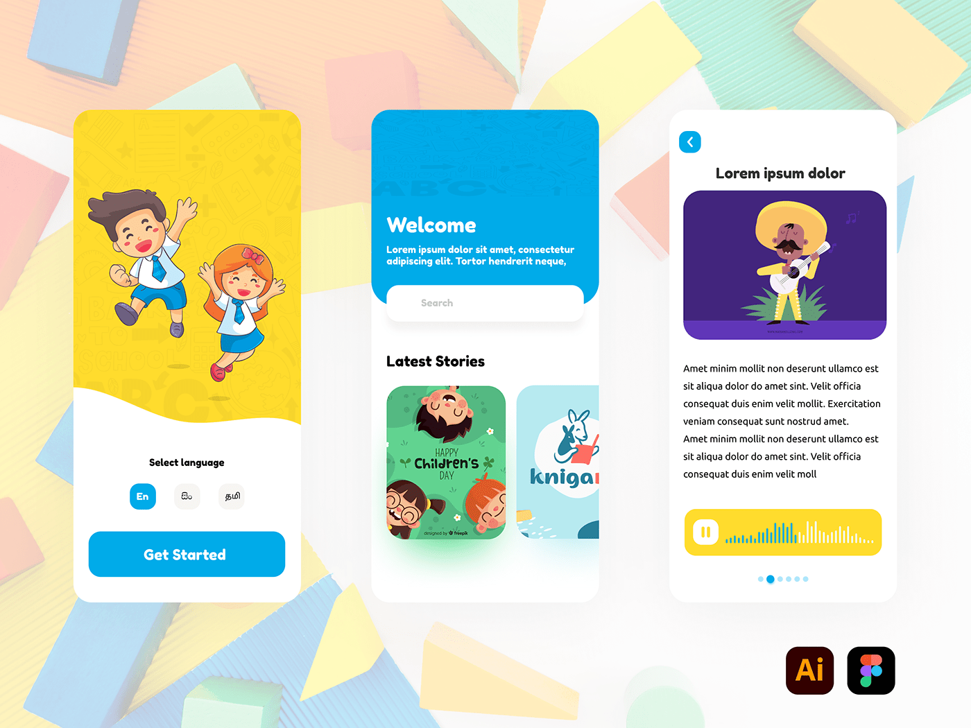 Figma kids Mobile app ui design