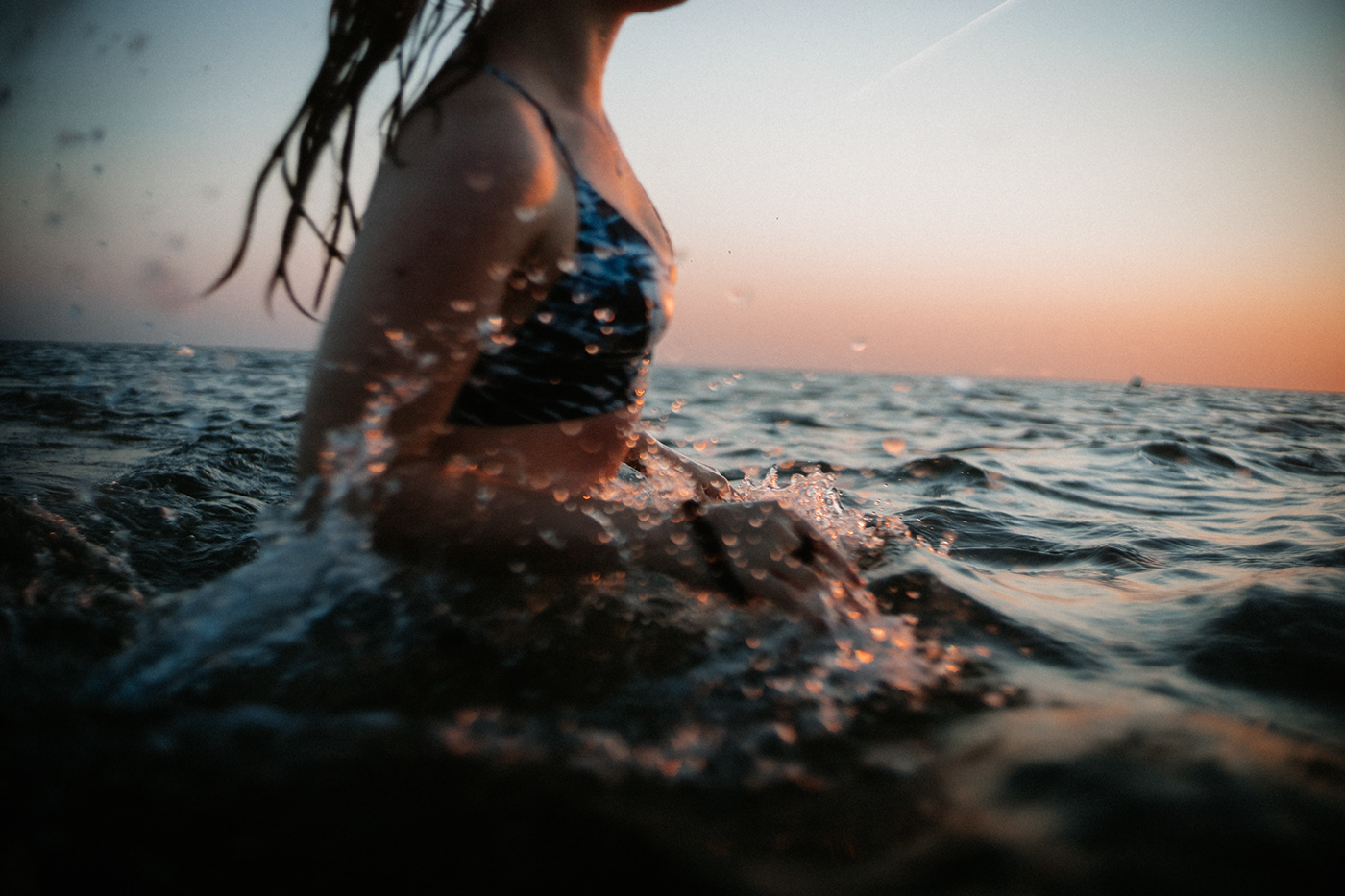 beach DAWN model Moody Ocean Photography  sunset vintage water