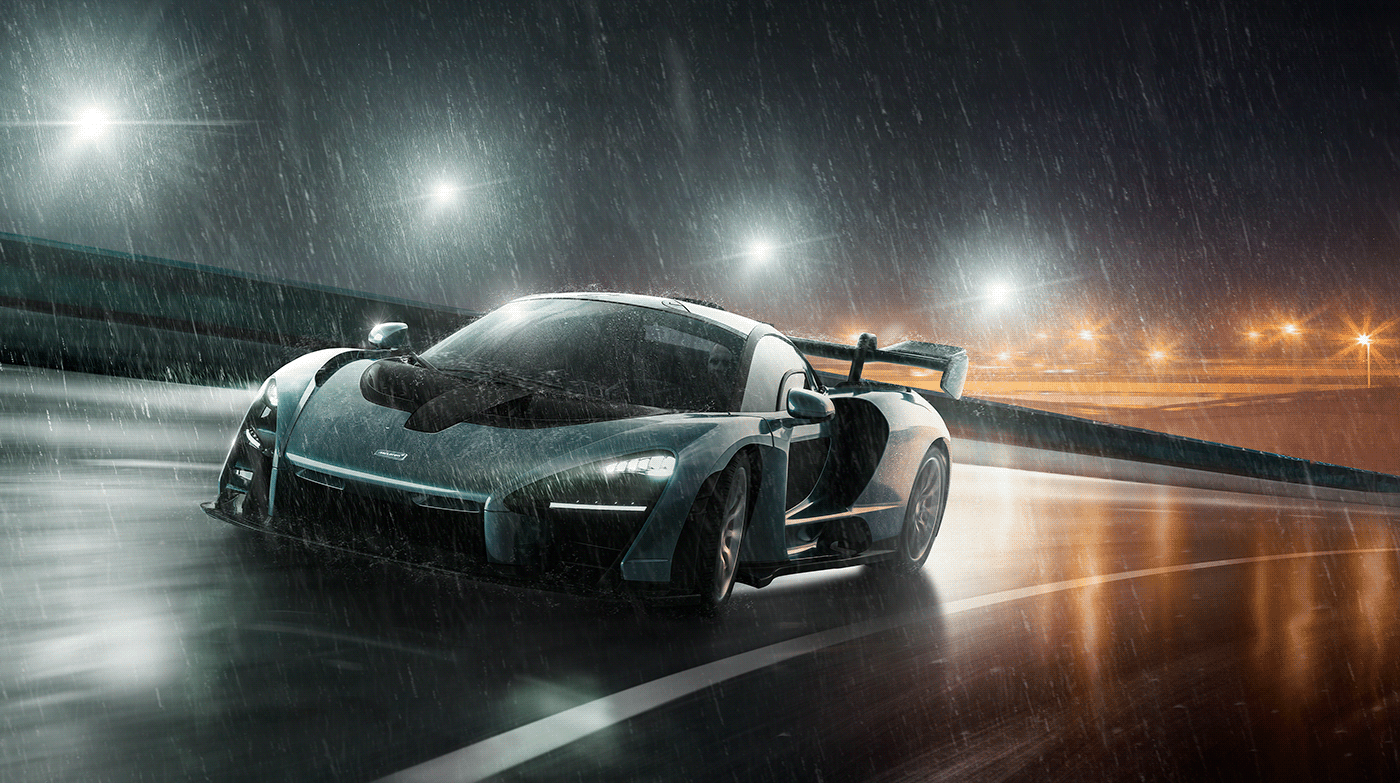 McLaren senna CGI car rain Matte Painting retouch creative retouch 3D photoshop