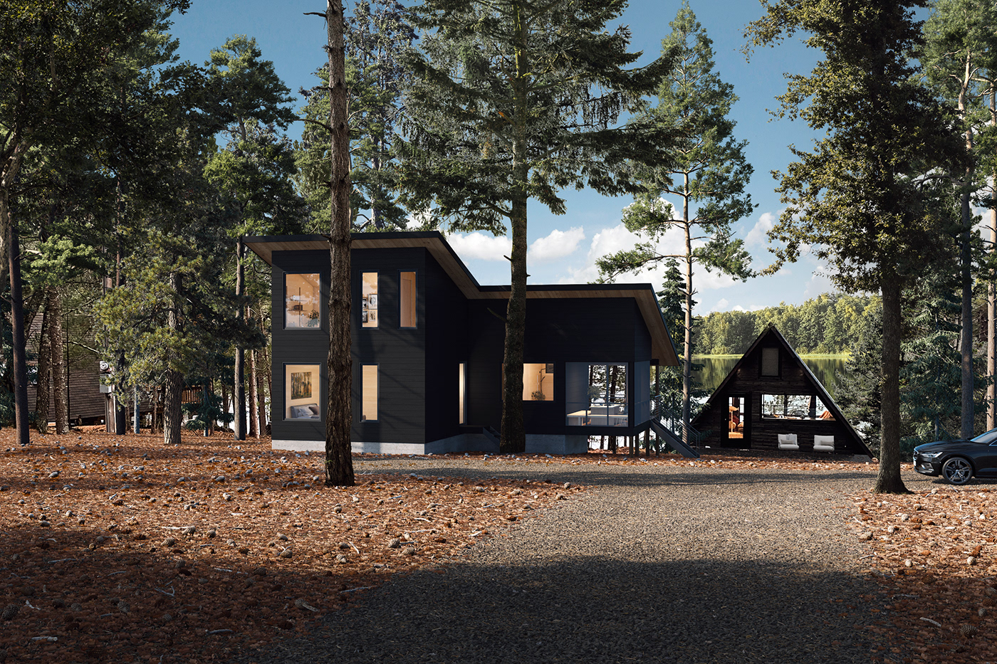 3D 3dsmax architecture archviz cabin forest Moody Render visualization vray