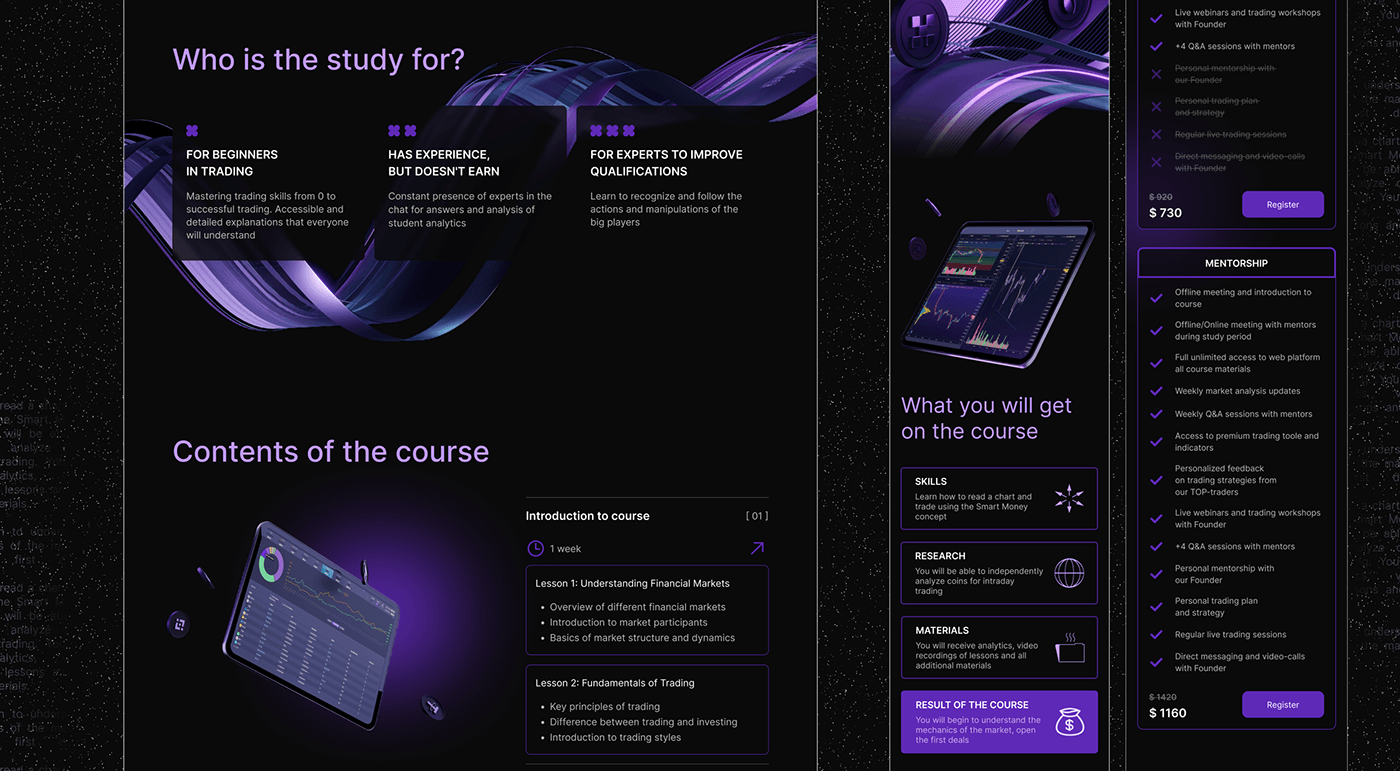 landing page Website Web Design  UI/UX crypto blockchain bitcoin cryptocurrency course Education