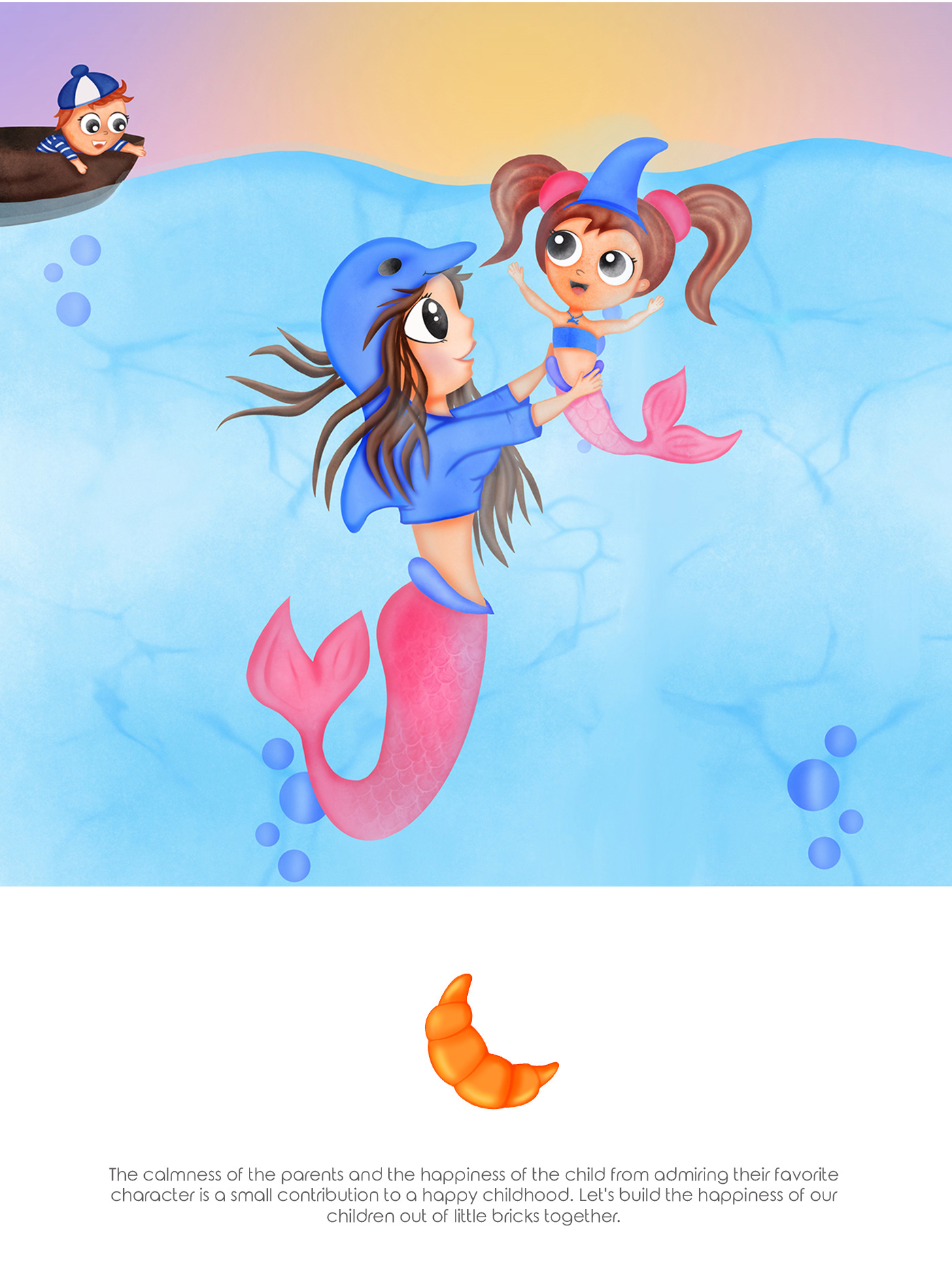 cute desing Digital Art  For Kids ILLUSTRATION  marmaid package design  packing paint sea