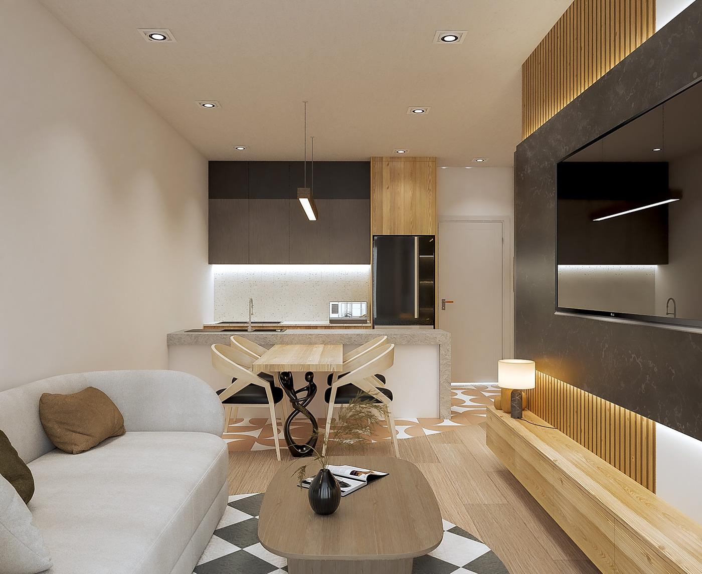 3D architecture bedroom house Interior kitchen living room modern Render