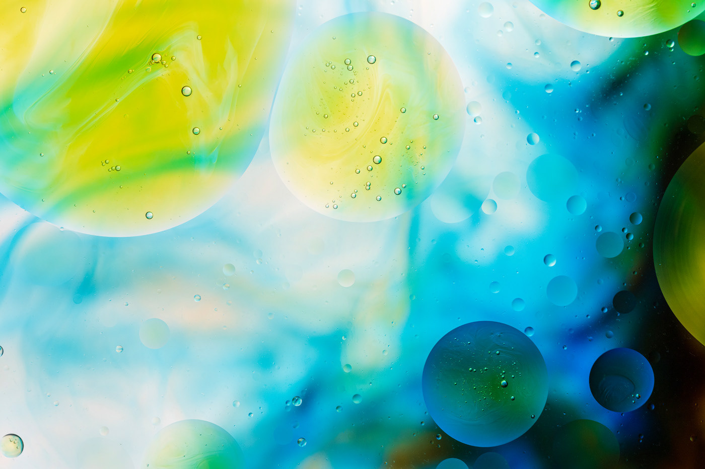 abstract photography bubbles closeup gradient Liquid macro oil and water pattern Primary colors shapes