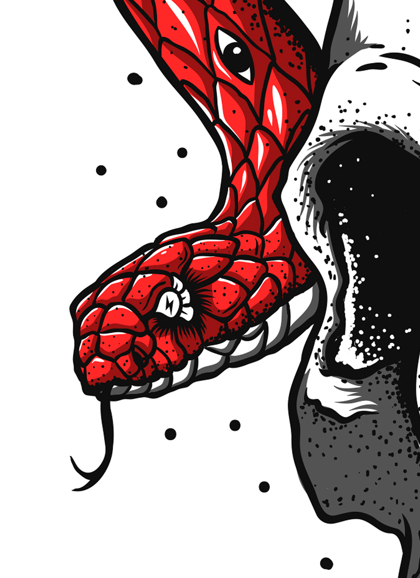 #skull #Salamander #japan #snake   #red   #hybrid #insect #akuma #demon #illustration #Vector