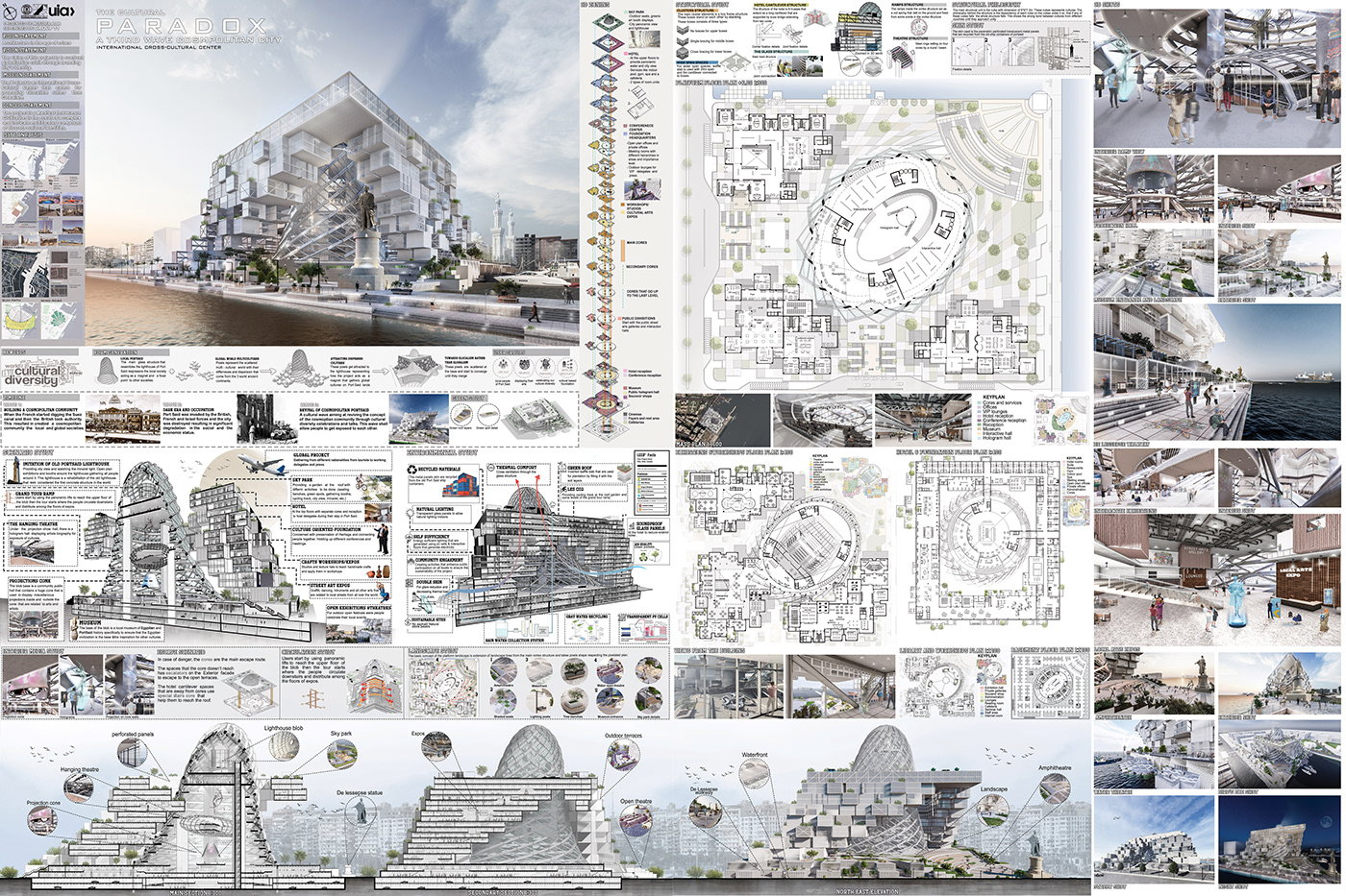 graduation project architecture design port said Cairo University cultural center concept avant-garde city rebranding