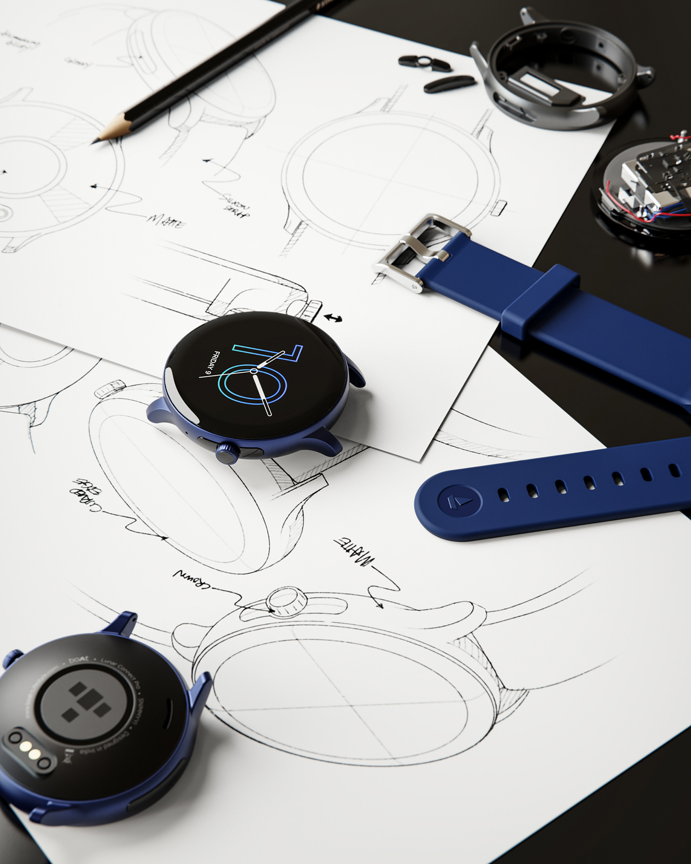 CGI industrial design  manufacturing portfolio product design  Render rendering smart watch visualization watch design