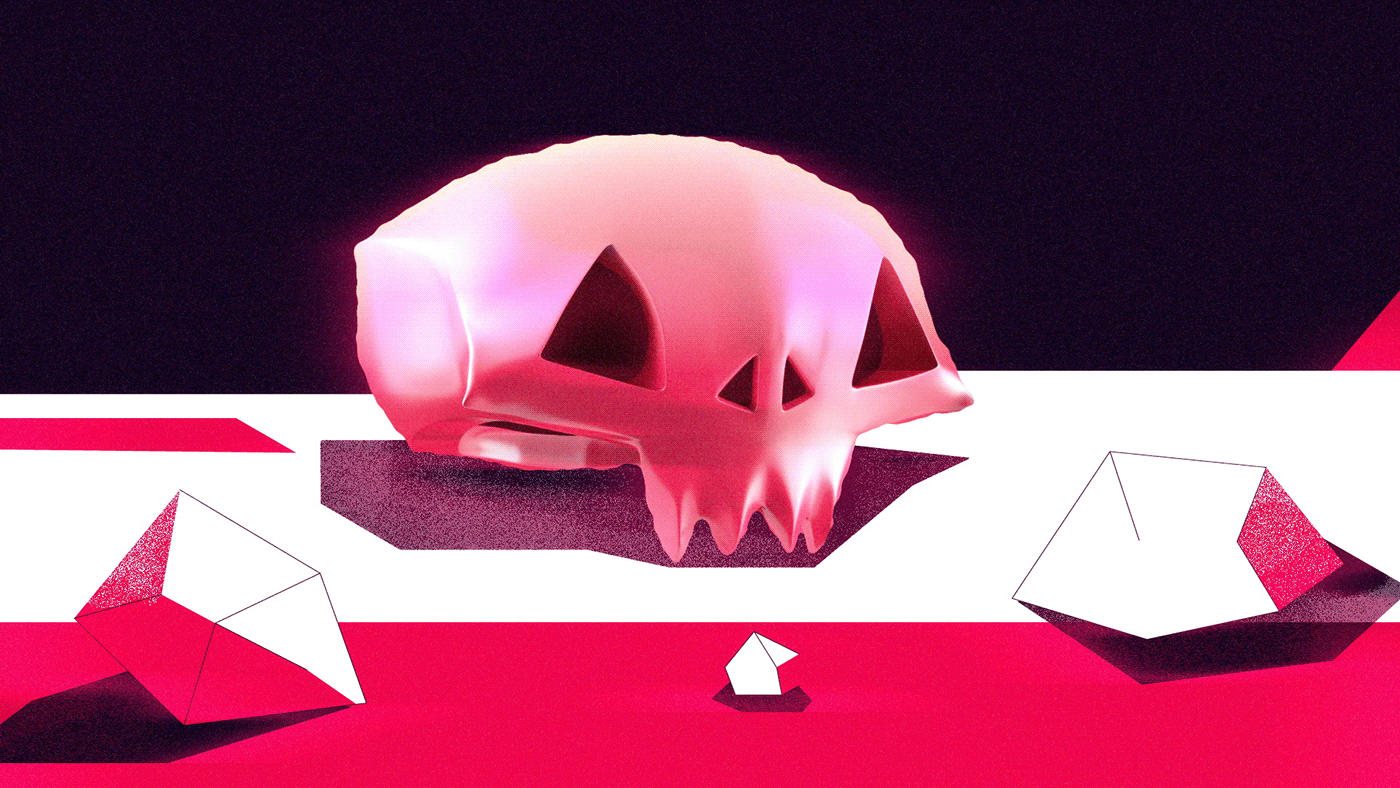 loop animation  Halloween monster skull 3D Dynamic motion graphics  2D night