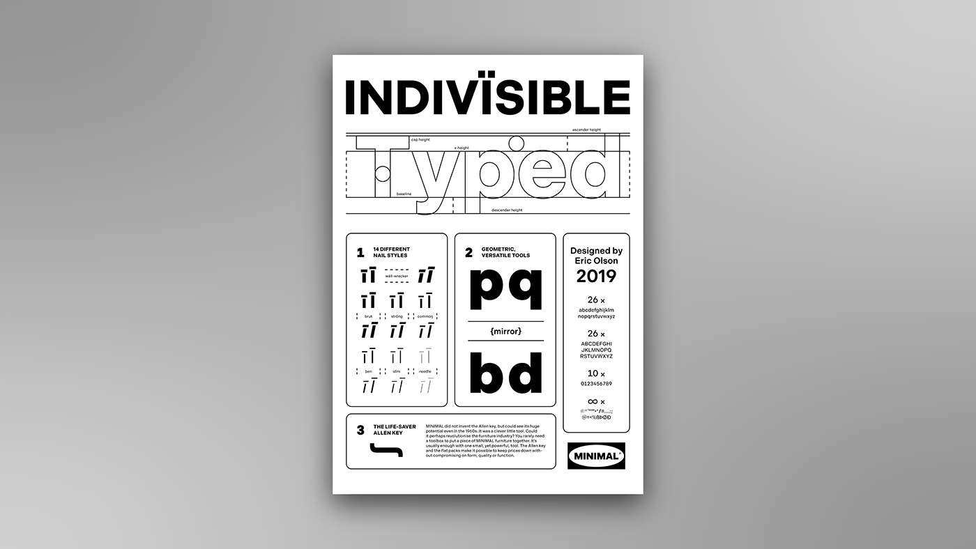 graphic design  indivisible poster Type Specimen type specimen poster typography  