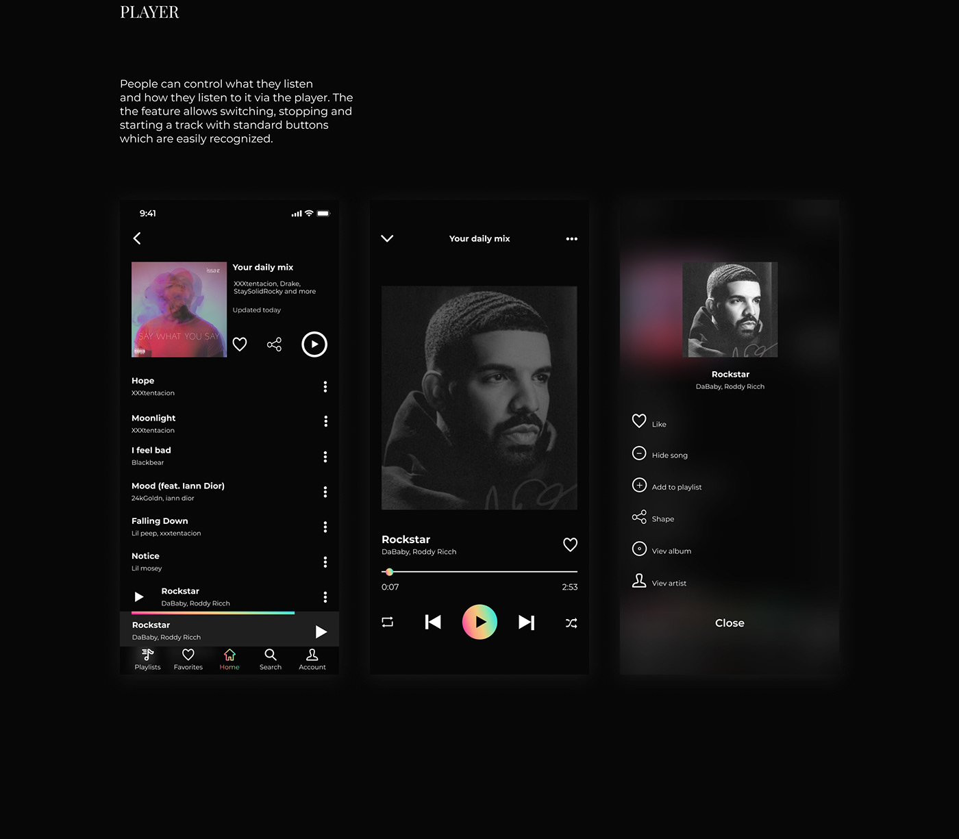 app app design interaction minimal mobile app design music music app Music Player UI ux