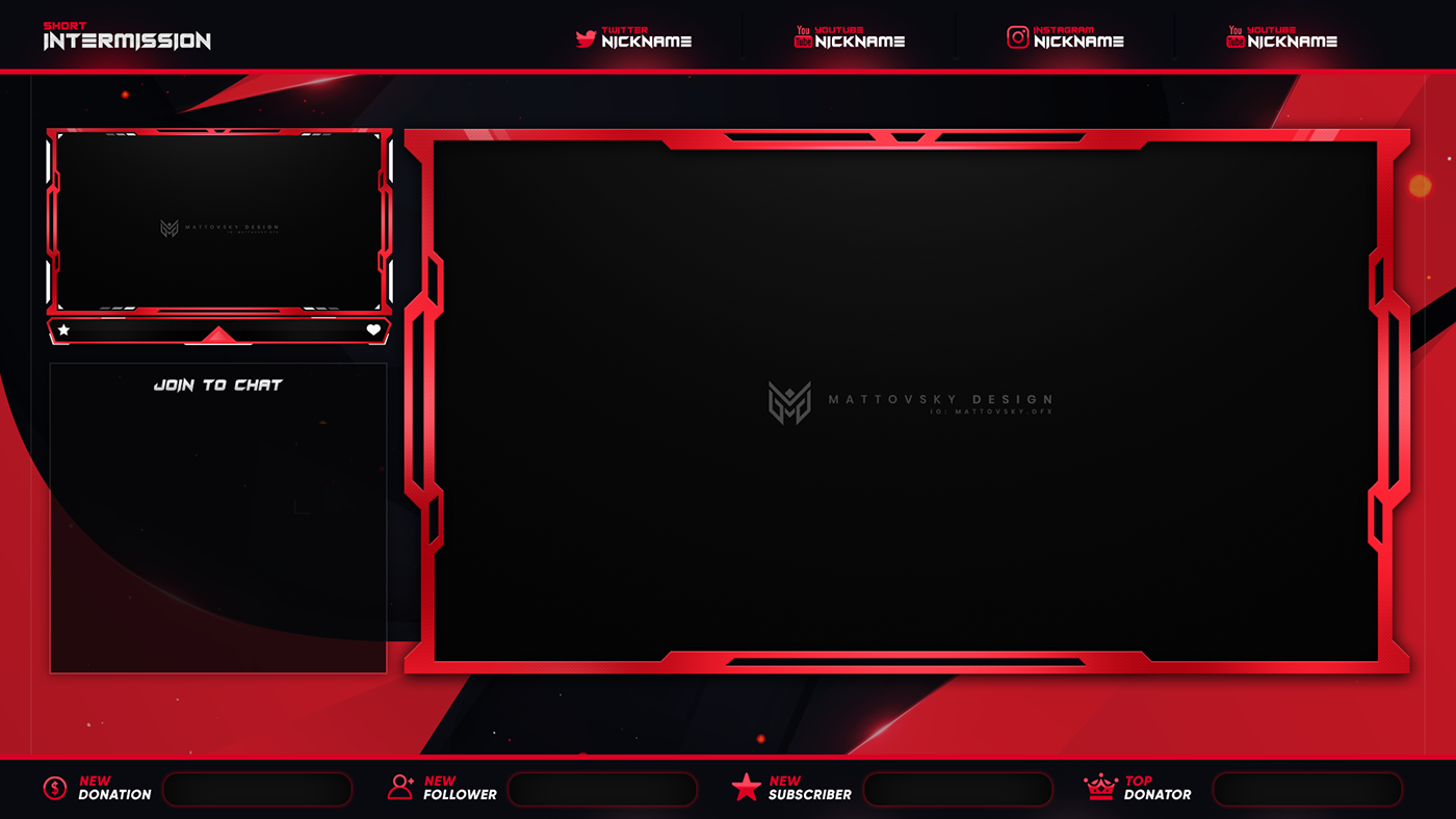 download free stream overlay free twitch template package psd stream overlay Streamer Streaming template templates