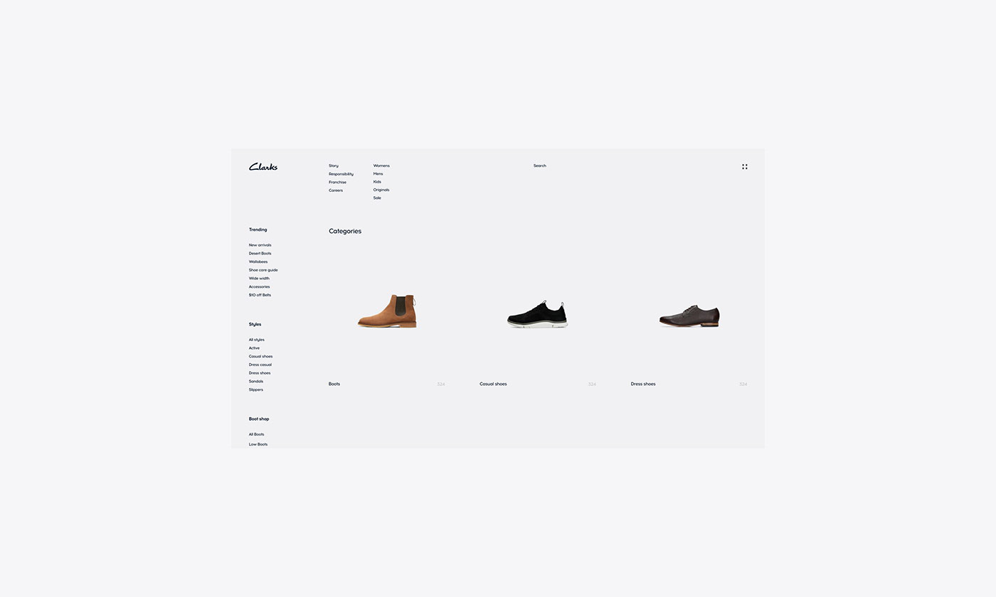 Web store shop shoes Ecommerce Minimalism clean