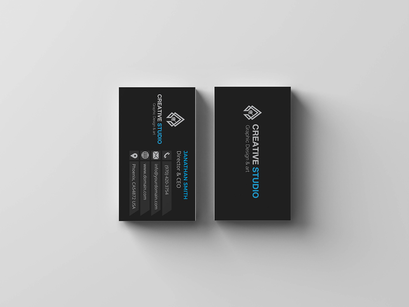Creative & Clean business card proffessional black blue business card design clean style