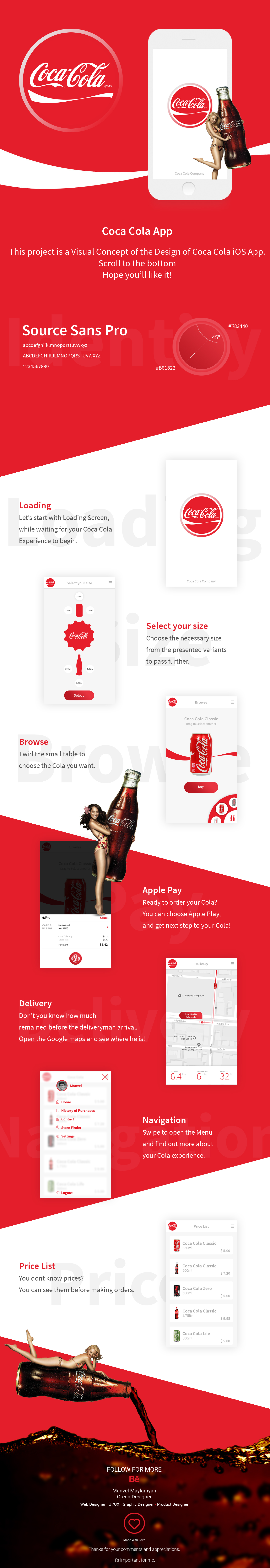 Coca Cola cola visual concept ios app red drink juice UI/UX