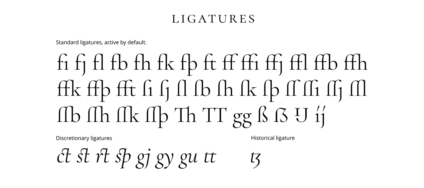 font Display open source free Garamond titling Roman Capitals true italics small caps unicase