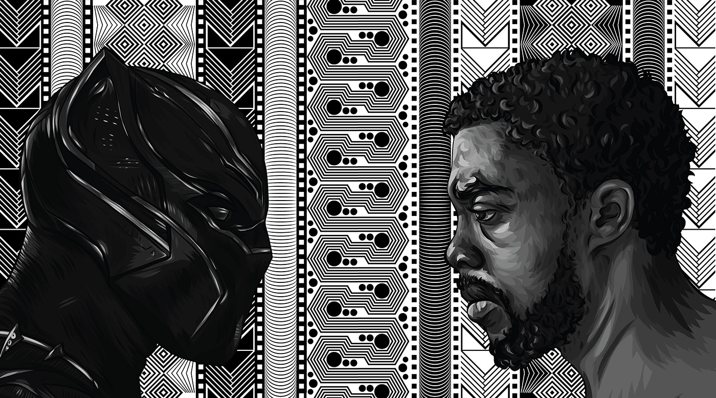 black panther T'Challa vector portrait Patterns movie marvel
