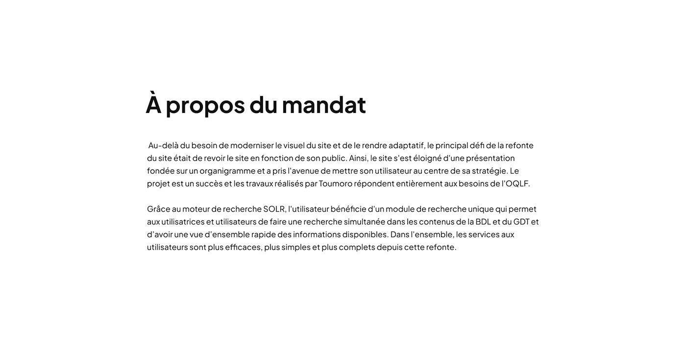 dictionnaire gouvernement Government Languages linguistics Quebec TYPO3 UI ux vitrine linguistique