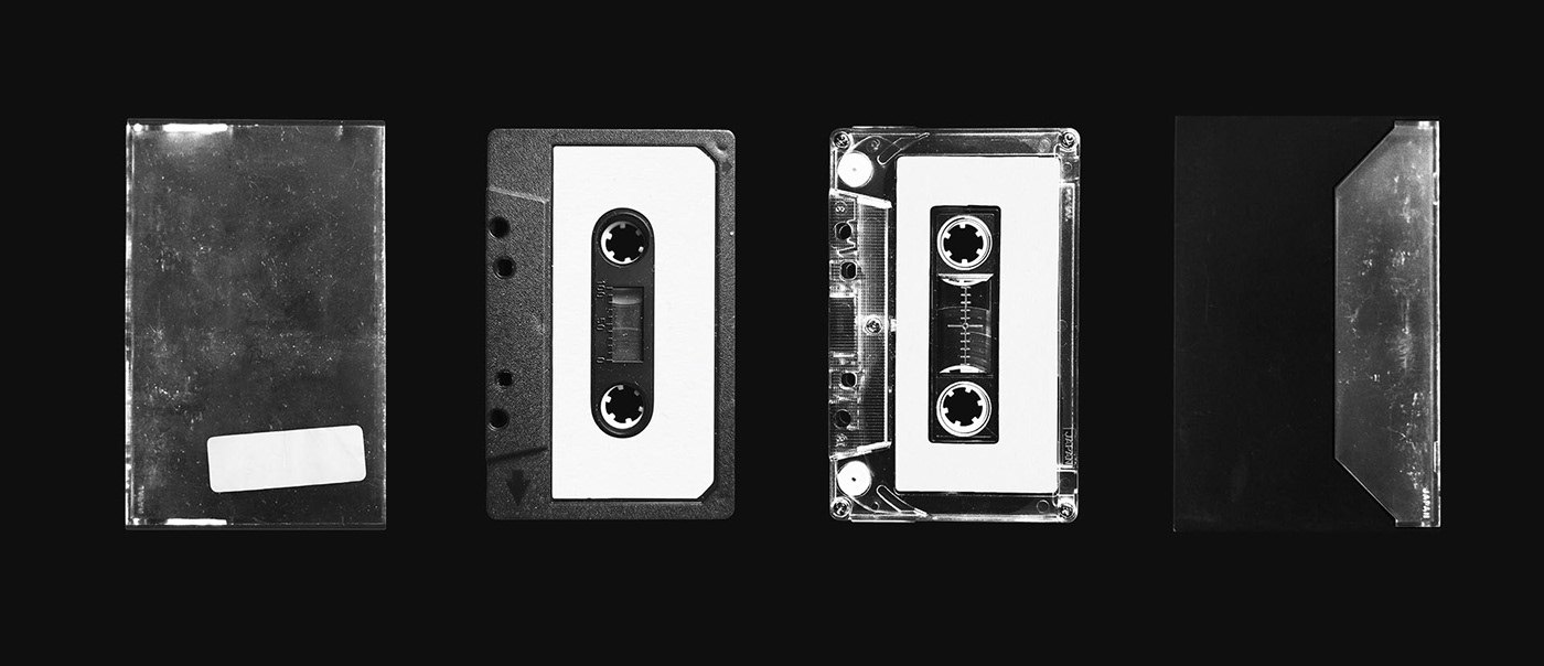 Album cassette cover Mockup music plastic psd sticker tape texture