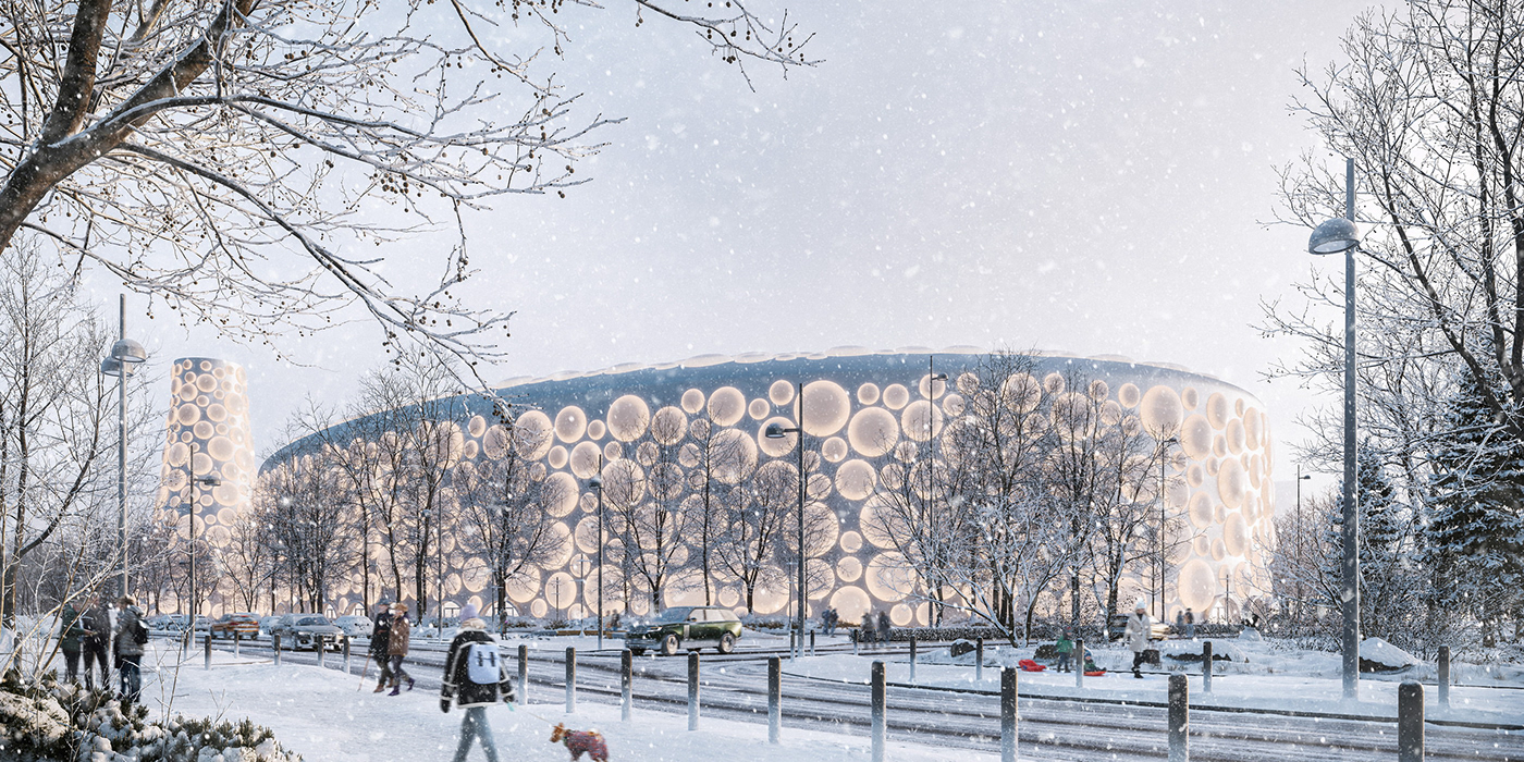 3D architecture archviz basketball blender cultural center exterior snow sport visualization